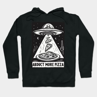 Aliens Abduct More Pizza New Mexico Cactus Linocut Hoodie